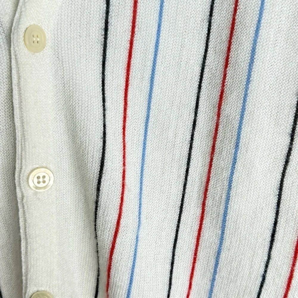 Vintage 70s Sandbelt Golf Cardigan Vertical Stripes Button Down Cardigan Size L